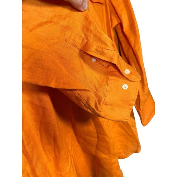 Ralph Lauren Linen Classic Beach Tunic Button Up Blouse Top - Sunset Orange XS - Picture 6 of 9